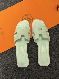 門市現貨～Hermes Oran薄荷綠拖鞋#38.5碼