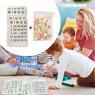 Bingo Game 40 Pieces Bingo Card Bingo Cards With 75pcs Wooden Chess Bingo Toys Set