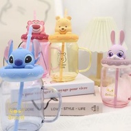 史迪仔 510ml 吸管杯 玻璃杯 水杯 水壺 水樽 公仔 卡通 實用 家居 office 日用品 stitch judy zootopia 優獸大都會 小熊維尼 winnie the pooh 勞蘇