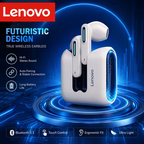 Lenovo EA189 Bluetooth 5.4 Wireless Earbuds LED Transparent Charging Case HiFi Stereo Sports Headpho