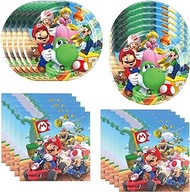 Fuyhiuous 40Pack Mario birthday Party Supplies include 20 plates, 20 napkins for the Mario party decoration