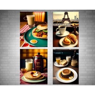 Breakfast Retro Art Posters Home Decor Kitchen Wall Posters Cafe Vintage Wall Art Illustration