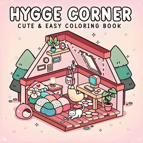HYGGE CORNER : Coloring Book for Adults Featuring Cute Cozy Daily Activities for Relaxation (Cozy Sp