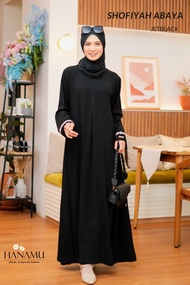 HANAMU SHOFIYAH ABAYA DRESS / ABAYA BASIC HITAM POLOS / EADY SIZE XS S M L XL XXL [JUMBO]