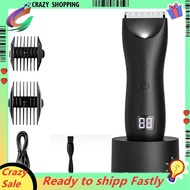 Body Hair Trimmer Rechargeable Groin Hair Trimmer Comb Body Groomer for Men with Base
