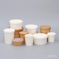 Disposable Kraft Paper Bowl Takeaway Packing Box Wholesale Thickened Fast Food Box Salad with Lid Rice with Stewed Pork