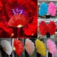 WUMINSDL Folding Fan, 30*52cm 35*60cm Runway  Props Handheld Fur Fan, Big Red Ostrich 12 Bones Perfo