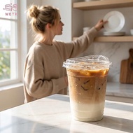 [WETK] 16 Oz Plastic Cups With Secure Lids Clear Disposable Beverage Cups For Iced Coffee Soft Drink