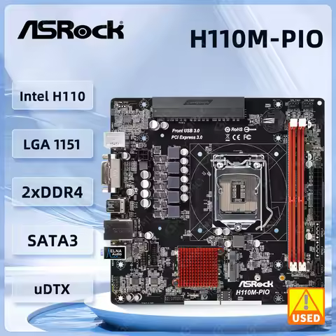 Placa base ASROCK H110M-PIO LGA 1151 Intel H110 DDR4 32G compatible con 6100 6400 7300 7700 7100 650