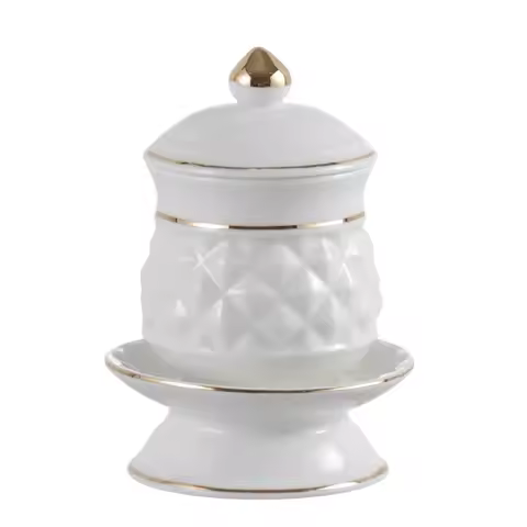 White porcelain gold painted incense burner water supply cup fruit plate vase Buddha front decoratio