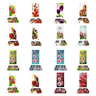 1 DOOR REFRIGERATOR AND 2 FUNERAL STOVE STICKER WITH PINK ORANGE FLOWERS