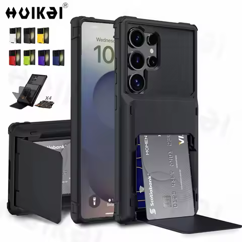 Card Holder Case For Samsung Galaxy S25 Ultra S24 S23 S22 S24 FE A16 A55 A15 Heavy Duty Wallet Hidde
