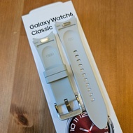 半價不議 Samsung 原裝拆下 Galaxy Watch6 Classic 高級灰 "One-Click" 純素皮革 S/M 短錶帶 Fluoroelastomer Eco-Leather，兼容 