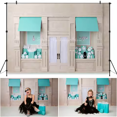 Tiffany Blue Diamonds Photo Background Princess Children Girl Birthday Cake Smash Photography Backdr