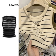 Lovito Casual Top Striped Sleeveless Round Neck Summer/Spring Tank Top for Women LNA07011