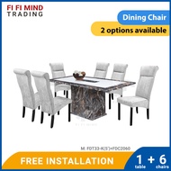 Morana Marble Dining Set/ Marble Dining Table/ Meja Makan 6 Kerusi/ Meja Makan Marble/ Meja Makan Set