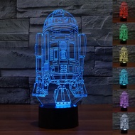 Star Wars 3D Night Light 7 Colors Gradient Cute Robot R2-D2 USB LED Table Lamp
