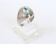 Cincin akik Batu Aquamarine Titanium  Cincin Batu Pria Aquamarine