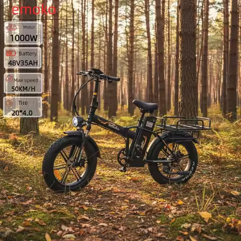 EMOKO C94 Electric Bike 1000W Motor 48V35AH Battery 20-Inch Fat Tire Mountain E-Bike 7-Speed Foldabl