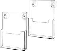 Thyle 2 Pcs Acrylic Brochure Holder with Suction Cups Wall Mount Window Clear Plastic Pamphlet Organ
