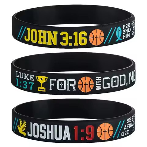 1pc/3pcs basketball bible verse religious silicone bracelet rubber wristband
