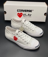 รองเท้า Converse Jack play สีขาว💗 รูปหัวใจ  งานอินโด รายละเอียดเย็บสวยแท้100% ใส่ได้ทั้ง ช-ญ มาพร้อมกล่องหัวใจ