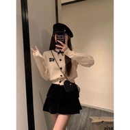 [HZA] Bow Sweater Short Coat Women's Inner Sweater Bottoming Top