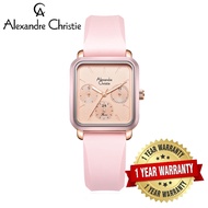 [Official Warranty] Alexandre Christie 2A24BFRRGLNPN Women's Black Dial Silicone Strap Watch