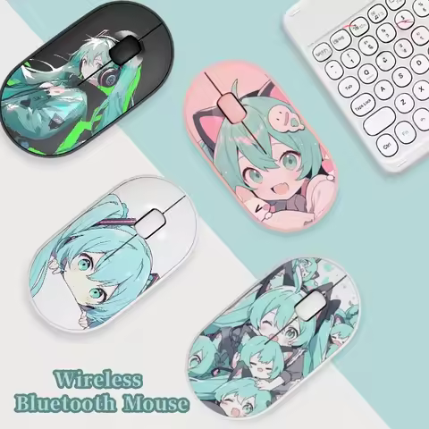 Kawaii Hatsune Miku Wireless Mouse Anime Hatsune Miku Laptop Wireless Bluetooth Office Cute Usb Pc P