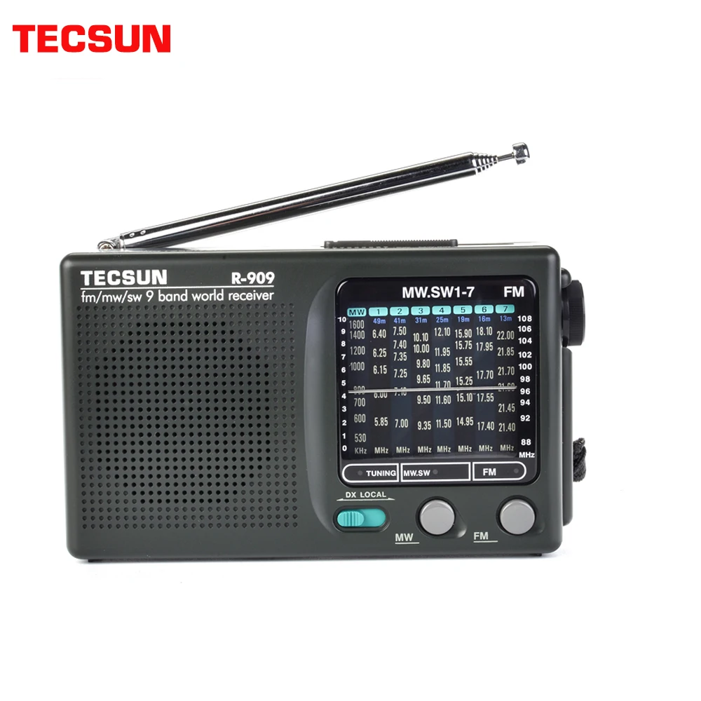 TECSUN R-909 fm/mw/sw 9 bands World Band Receiver Ultra-thin Portable Radio fm antenna radio