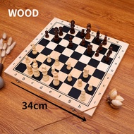 Wooden Chess Set Chessboard Set Magnetic Attraction Chessboard Chess Chessboard with Chess Pieces Suit