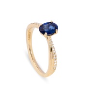 แหวนไพลิน รุ่น Blue Sapphire Ribbon Solitaire Ring 9K