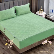 ผ้าปูที่นอนยางพาราเย็น 3.5 ฟุต (Ice mat latex) By Hilton 🌈 สีพื้น Set 2 ชิ้น เกรดพรีเมี่ยม ผ้านุ่ม ลื่น เย็นสบาย มียางรัดรอบผืน 360 องศา