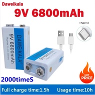 DAWEIKALA 9V 6800mAh li-ion Rechargeable battery Micro USB Batteries 9v lithium