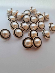 KANCING BAJU HIAS MUTIARA TIMBUL LIST HITAM 1.3CM/1.5CM/1.8CM/2.2CM 100 PCS