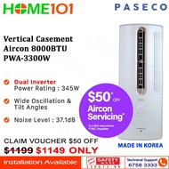 Paseco Vertical Casement Aircon 8000BTU PWA-3300W