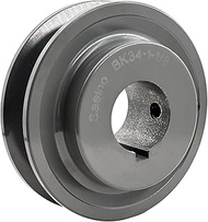Saelno BK34-1-1/8 V Belt Pulley 1 1/8 inch Bore 3.55" OD,Electric Motor Pulley Cast Iron for A AX B