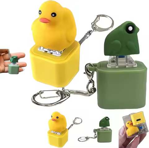 Mechanical Keyboard Clicker Keychain: Rechargeable Frog Duck Sounding Pendant, ASMR Fidget Keyring, 