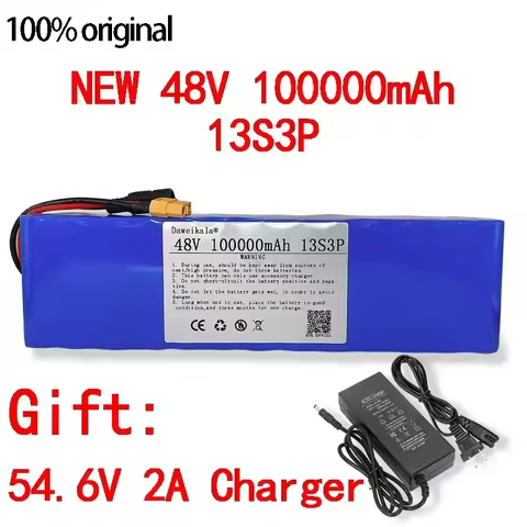 500VE-BK lithium-ion battery, BMS 2A, 48V, 100AH, 18650 W, XT60 54.6 charger