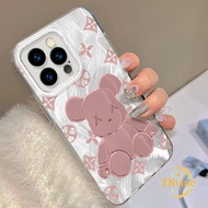 MERAH Casing Fierce pink beariphone IMD Hologram Feather Case Fashion Suitable for iPhone 11 12 13 1