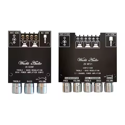 TCES-2PCS ZK-502MT Bluetooth 5.0 Subwoofer Amplifier Board With ZK-MT21 2.1 Channel Bluetooth 5.0 Su