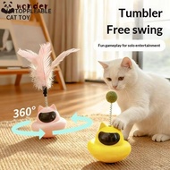 WONDER Suction Cup Cat Teaser Wand, Anti-Boredom Feather Attachment Tumbler Base Feather Toy,  Tumbl
