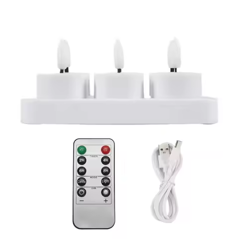 A23P Battery-Powered Flameless Tea Lights Candles With Rechargeable Charging Station 6Pcs Remote& Ti