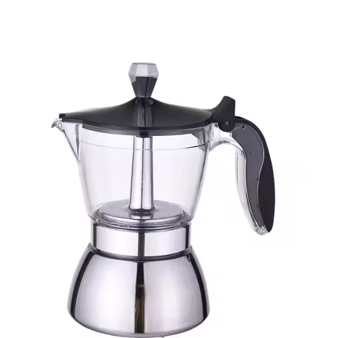 2026 New Transparent Visible Moka Pot, Household Coffee Maker, Italian Style Stainless Steel Moka Po