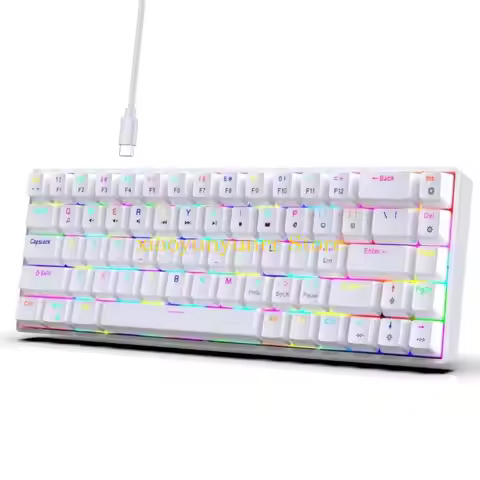 P9JB Mechanical Gaming Keyboard With Removable Keycaps 68 Key Design 1.75m Detachable Cable Color Ba