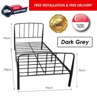 ASTAR Single White Metal Bed frame Rod Bar Base Dark Grey Strong base with FREE INSTALLATION