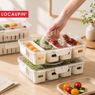 Locaupin Food Storage Containers Stackable Refrigerator Organizer Bins with Lids with Removable Comp