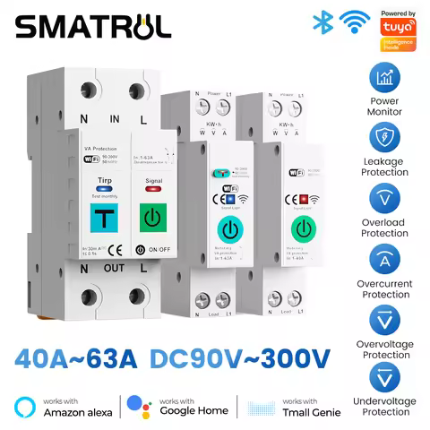 SMATRUL 1P40A 2P63A Tuya WiFi Circuit Breaker Smart Home Wireless Remote Control Smart Switch Real-T