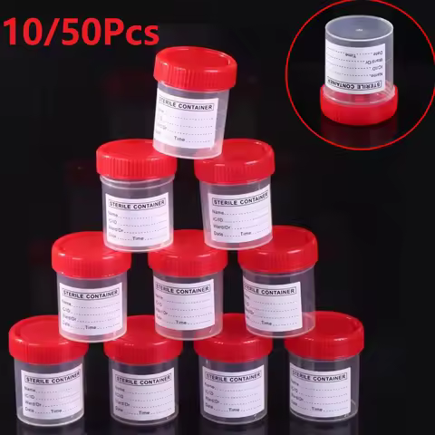 10/50Pcs Disposable Urine Cups With Tags 60ml Plastic Cup Container Urine Collection Sample Cup Spec