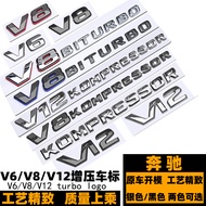 Benz V6 V12 V8 kompressor Car Logo V8BITURBO Red Black Fender Logo C200K G55 E55 CLK SLK Modified Bl